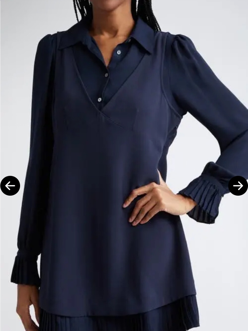 NWT cinq a sept Navy Layered V-Neck Mini Dress - Picture 2 of 9